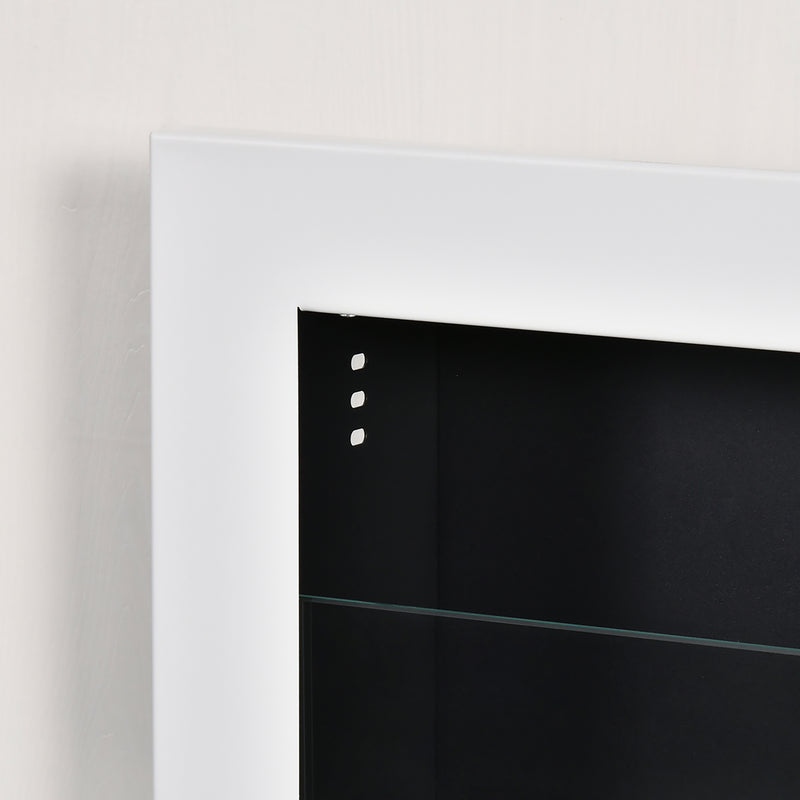 Camino a Bioetanolo da Parete 120x15x40 cm con 3 Serbatoi da 1L e Copertura 20m² in Acciaio e Vetro Bianco      