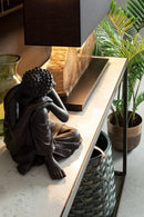 Lampada da Tavolo 60x20x55 cm E27 in Legno Pralume in Cotone Nero