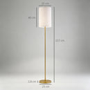 Lampada da Terra con Interruttore a Catena Paralume in Lino e Base in Acciaio Attacco E27 Oro e Crema      