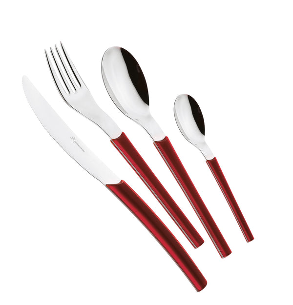 Servizio Set di Posate 24 pezzi in Acciaio Inox Eme Loto Bordeaux 10 sconto