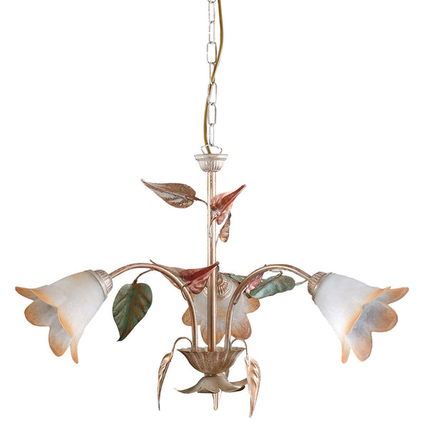 prezzo Lustre Giulia 3xE14 Verre Blanc Dégradé Vieilli Ambre E-Energy