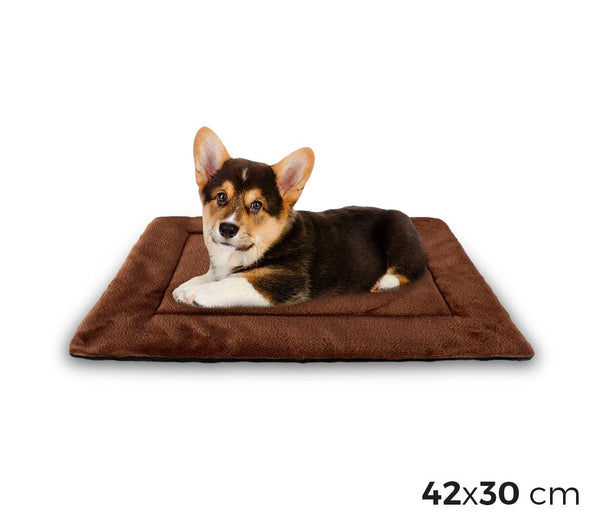 sconto Matelas moelleux en velours pour chien taille S marron 42 x 30 cm