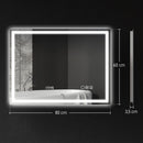 Specchio da Bagno Antiappannante 80x60 cm con Luce LED Regolabile Speaker Bluetooth Pulsanti Touch in Vetro      