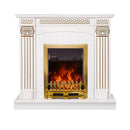 Camino Elettrico da Pavimento 102x110x30 cm Effetto Fiamma 2000W Calisto & Galileo gold Bianco