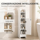 Mobile Bagno Slim Salvaspazio 18x20x80 cm con Armadietto e Ripiano in MDF Bianco      