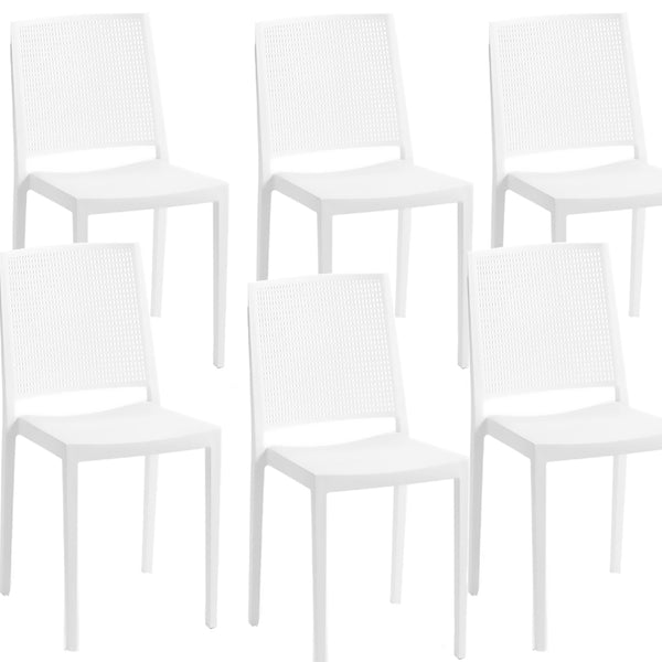acquista Set 6 Sedie 46x56x81 cm in Polipropilene Porto Bianca