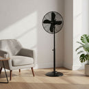 Ventilatore a Piantana 4 Pale Ø 40 cm 50W in Acciaio Laminato e Alluminio Nero      