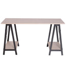 Scrivania da Ufficio Industrial in Metallo e Legno MDF Ripiani Legno e Nero 140x60x75 cm 