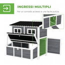 Pollaio 100x86x100 cm con Nido a 3 Cubi Tetto Impermeabile e Vassoio Estraibile per 2-4 Galline in Legno di Abete Grigio Chiaro      