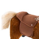 Cavallo per Bambini 2+ Anni 55x23x60 cm con 4 Rotelle Suoni Poggiapiedi Capacità 60 kg in Peluche Marrone      