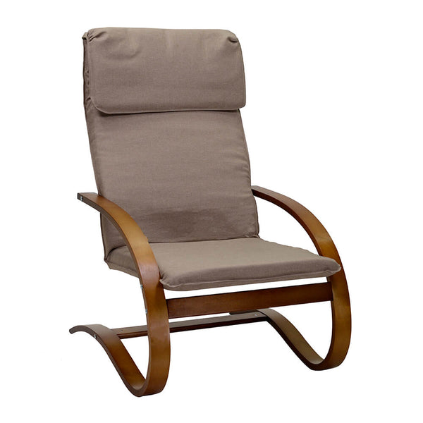 sconto Fauteuil en Tissu et Bois avec Coussin 67x82xH94cm Crème