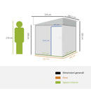 Casetta Box per Attrezzi da Giardino 154L x 206,5P x 160/181A cm con Base in Acciaio zincato Bianco
