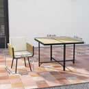 Set 5 Pezzi da Giardino con Tavolo 110x110x74 cm e 4 Sedie in Rattan PE e Legno Beige      