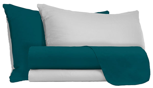 online Parure de Draps et Taies d'Oreiller Réversibles Vert Pétrole/Gris Clair