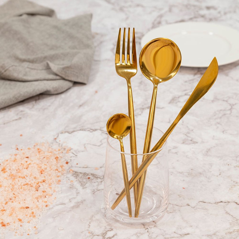 Servizio Set di Posate 24 Pezzi in Acciaio Inox VdE Tivoli 1996 Preciosa Oro