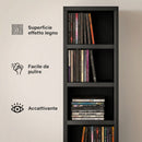 Mobile Libreria Porta CD a 12 Ripiani 21x20x175 cm per 204 CD in MDF e Truciolato Nero      