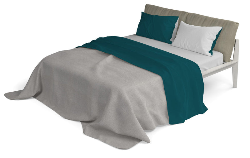 Set Lenzuola Sopra Sotto e Federe Doubleface Verde Petrolio\/Grigio Chiaro