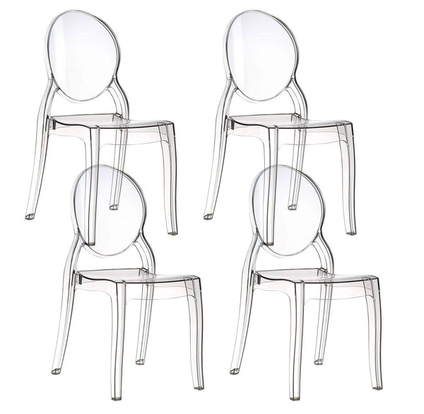Set 4 Sedie Impilabili 47x90x50 cm in Policarbonato Glass Trasparente online