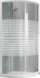 Box Doccia Semicircolare 2 Ante Scorrevoli in Cristallo Serigrafato 4mm H185 Fosterberg Tonder Bianco Varie Misure