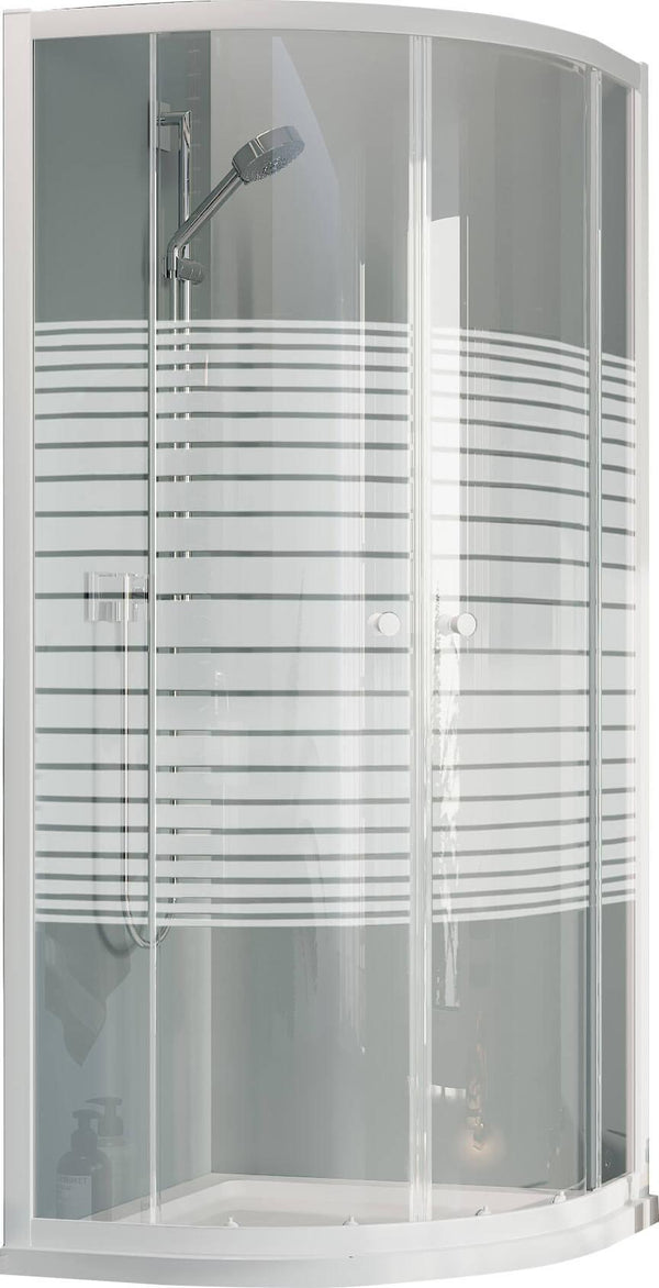 online Cabine de Douche Semi-Circulaire 2 Portes Coulissantes en Cristal Sérigraphié 4mm H185 Fosterberg Tonder Blanc Différentes Tailles