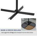 Ombrellone da Giardino a Braccio Ø295x194A cm in Metallo e Poliestere Blu Scuro e Crema   