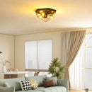 Lampadario Stile Industriale Geometrica con 3 Attacchi E27 per Lampadine LED in Metallo Nero e Oro      