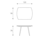 Tavolo Allungabile 120/180x90x76 cm in Metallo con Top in Vetro Bianco