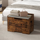 Panca Contenitore da 103L Multifunzione 75x40x56 cm color Legno con Cuscino in Tessuto Grigio      