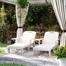 Set 2 Sdraio da Giardino Regolabili 79x158x88 cm con Tavolino e Braccioli in Polipropilene Bianco      