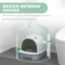 Lettiera per Gatti Chiusa 40,5x52x39 cm con Paletta Filtro e Vassoio Estraibile Grigio   