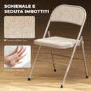 Set di 2 Sedie Pieghevoli 45x46x78 cm con Seduta Imbottita in poliestere e Struttura in Acciaio Beige      