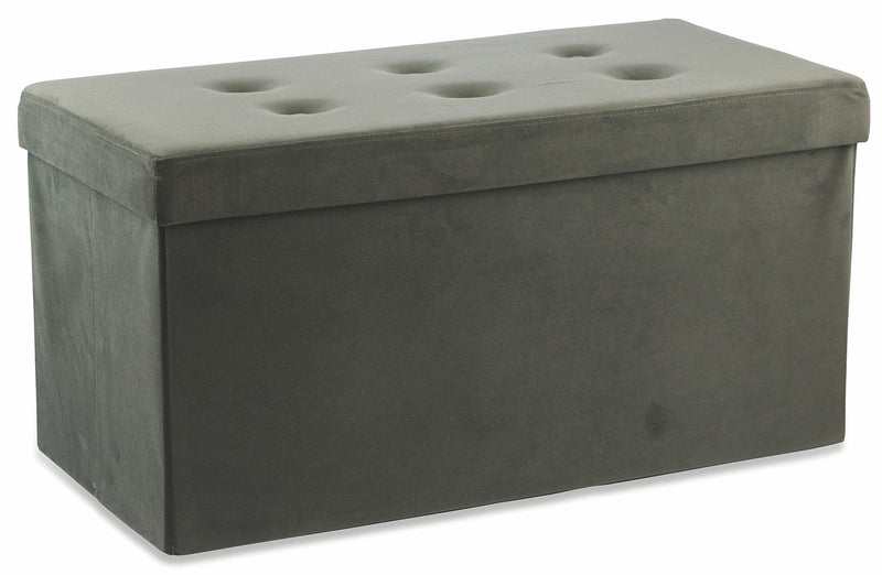 Baule Cassapanca Pouf Contenitore in Velluto Soriani Tortora