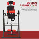 Panca a Inversione Regolabile 79x114x153 cm con Poggiatesta Rosso e Nero  