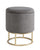 Polina Tabouret de Rangement Rond Gris Opale Rembourré en Tissu Effet Velours