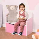 Panca Contenitore Portagiochi con Schienale in Legno 60x30x50 cm Rosa  