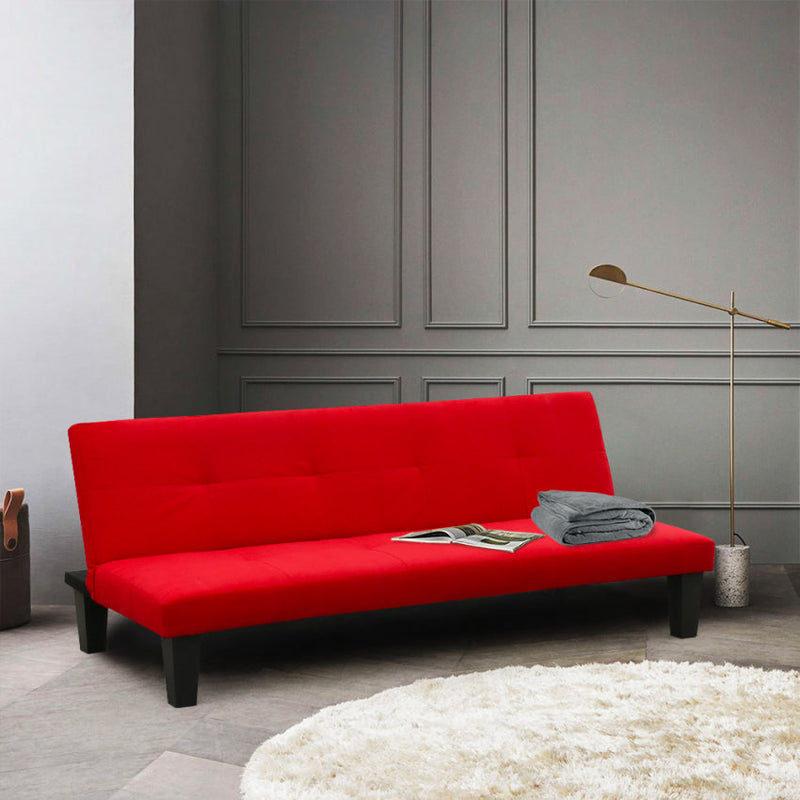 Divano Letto 175x80x70 cm in Microfibra Rosso