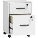 Schedario da Ufficio 40x40x54,1 cm con 2 Cassetti Ruote a Freno in Legno Bianco      