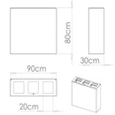 Pattumiera per Raccolta Differenziata 3 Scomparti 180 L 90x30x80 cm in Acciaio Verniciato Bianco