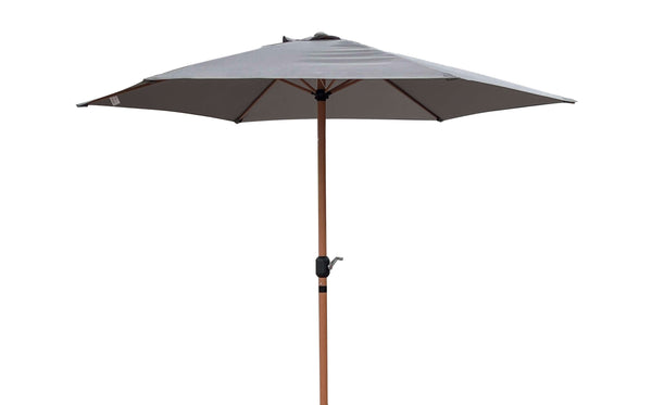 online Parasol de jardin Ø3x2,4 m Mât Ø38 mm en Acier Effet Bois avec Revêtement Gris Tourterelle