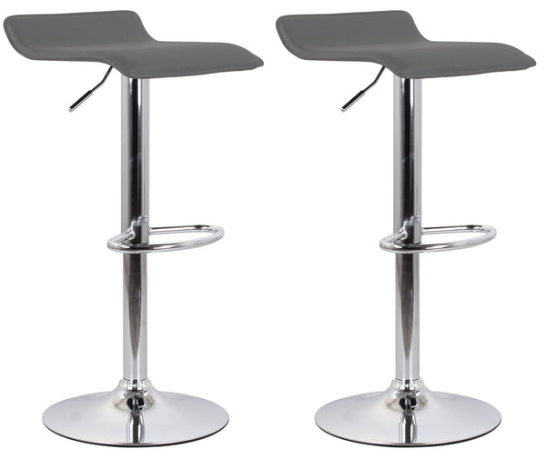 Lot de 2 Tabourets 38x40x54/74 cm en Eco-cuir avec Base Chromée Grise prezzo