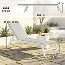 Sdraio Imbottita 64x181x90 cm Schienale 6 Posizioni Capacità 120 Kg Telaio Alluminio Grigio Chiaro      