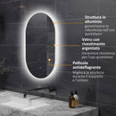 Specchio Bagno da Parete LED Antiappannamento 81x51x4,5 cm in Vetro e Alluminio Argento  