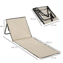 Set 2 Sdraio 142x51x40 cm Pieghevoli con Tasca Resistente Acqua in Tessuto Oxford Beige      