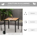 Tavolo da Giardino 80x80x74 cm in Alluminio e Plastica Nero e Color Legno