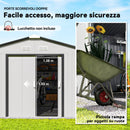 Casetta da Giardino 3,4x3,8x2 m con Doppia Porta Scorrevole e Tetto Inclinato in Acciaio Argento      