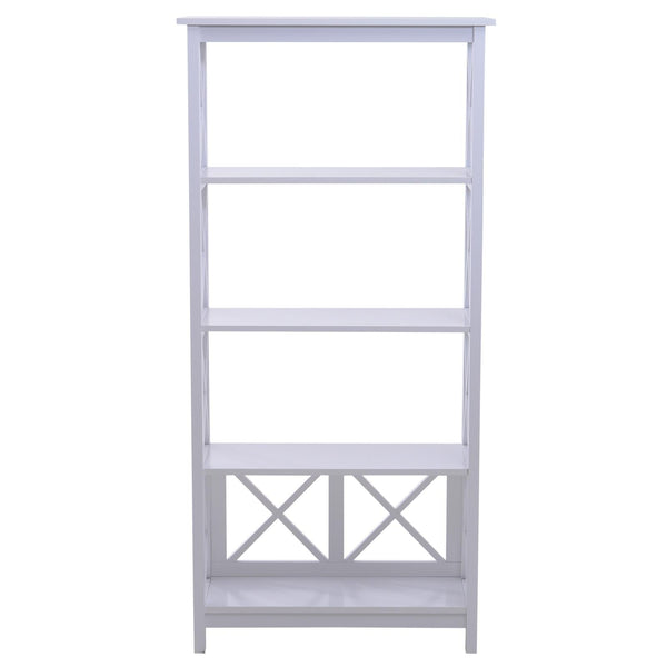 acquista Bibliothèque murale 4 étagères en bois blanc 70x30x145,3 cm