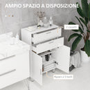 Mobile Bagno 60x30x93 cm con 2 Cassetti e Armadietto Rivestimento in Melamina Bianco  