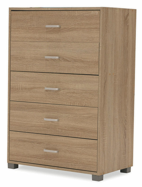 online Commode 5 Tiroirs 68x40x101 cm en MDF Chêne Soriani