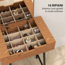 Mobile Toeletta con Specchio Ribaltabile e 16 Scomparti 60x40x90 cm in Legno e Acciaio Color Legno  