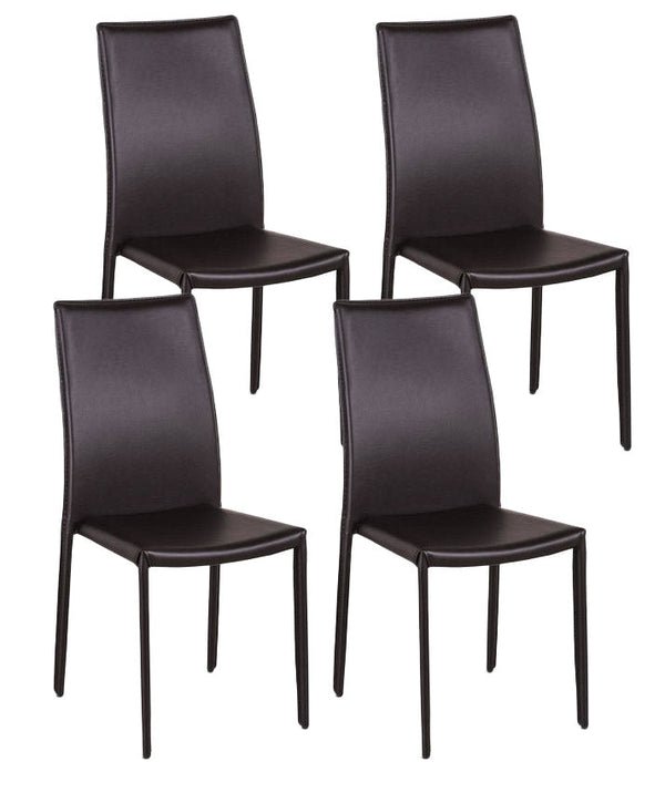 prezzo Lot de 4 chaises 42x41xH95 cm en simili cuir Kitty Chocolat